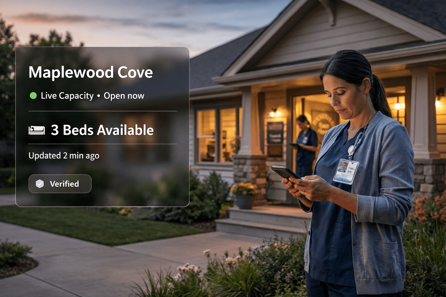 Maplewood Cove care staff member updating live bed availability